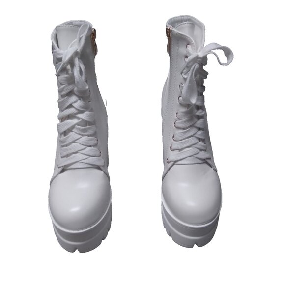 white platform chunk heel boots size 37 - Picture 2 of 15